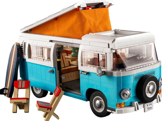 LEGO set 10279 – Volkswagen T2 Kampeerbus uit de Lego Creator Expert collectie, te huur in West- en Oost-Vlaanderen bij Brickset for You