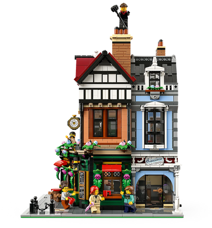 LEGO set 10350 – Hoekpand in tudorstijl uit de Lego Icons collectie, te huur in West- en Oost-Vlaanderen bij Brickset for You