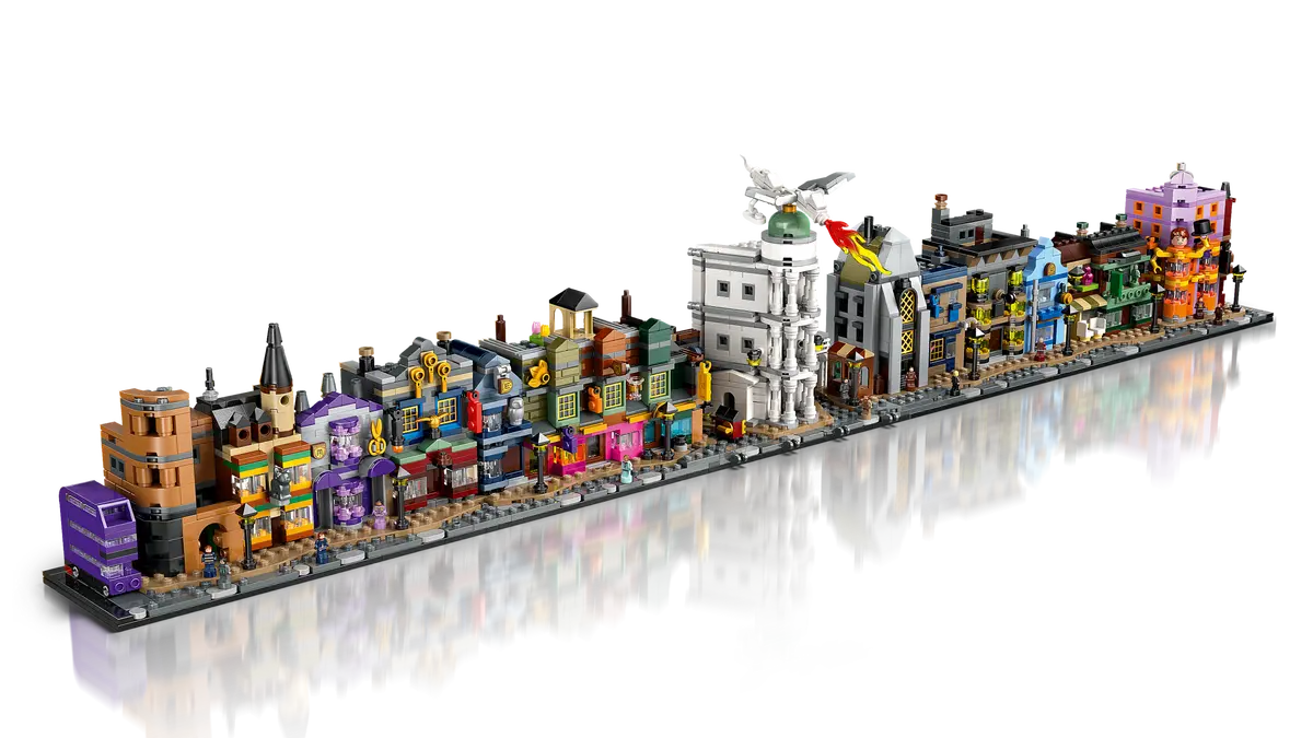 LEGO set 76444 – De Wegisweg™ tovenaarswinkels uit de Lego Harry Potter collectie, te huur in West- en Oost-Vlaanderen bij Brickset for You