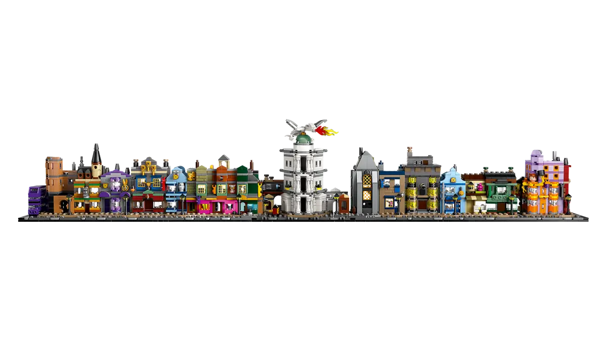 LEGO set 76444 – De Wegisweg™ tovenaarswinkels uit de Lego Harry Potter collectie, te huur in West- en Oost-Vlaanderen bij Brickset for You