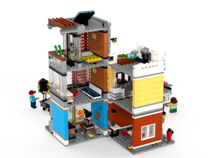 LEGO set 31097 – Woonhuis, dierenwinkel & café uit de Brickset for Kids collectie, te huur in West- en Oost-Vlaanderen bij Brickset for You